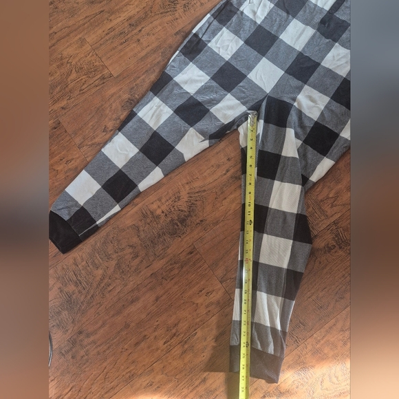 Old Navy Thermal Onesie Longjohn Lounge Pajama Gray Plaid 3/4 Button Plus Size 2 - Picture 6 of 12